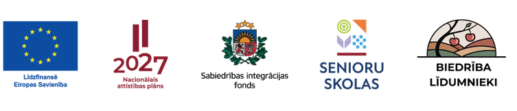 Eiropas Savienības, programmas 2021–2027, Sabiedrības integrācijas fonda, Senioru skolas un biedrības Līdumnieki logotipi